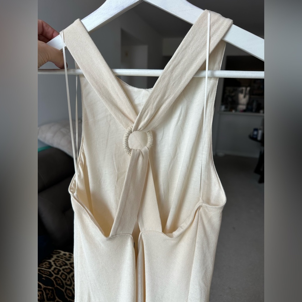 💄Massimo Dutti Cotton Cream Sleeveless  Open back Dress S - Picture 2 of 10